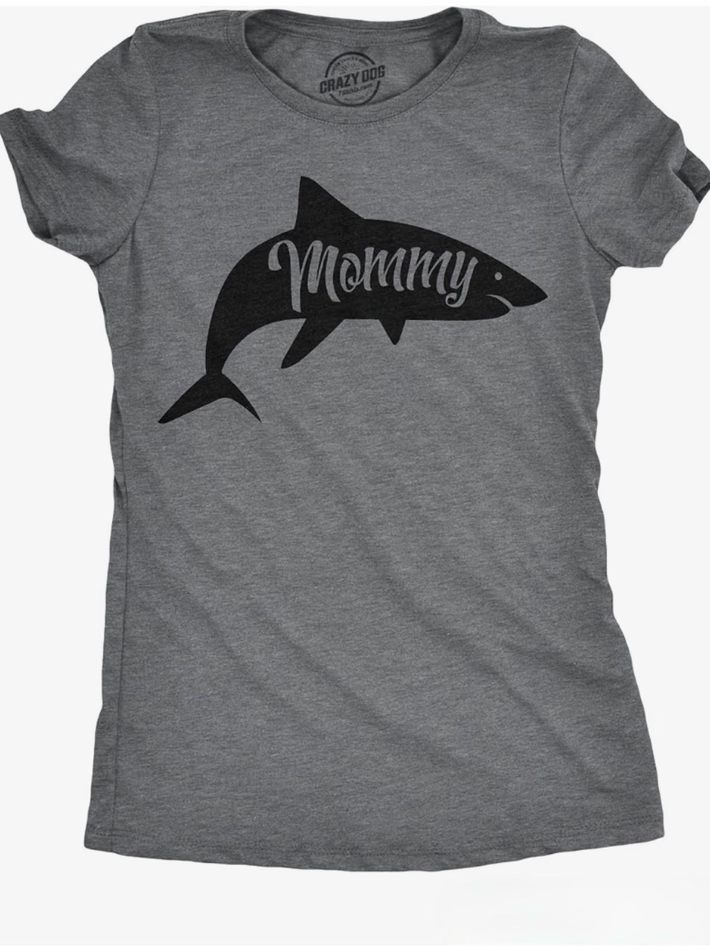 Crazy Dog T-Shirt Gray Mommy Shark Tee ~ 2X